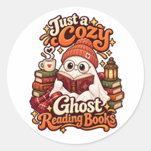 Adesivo Apenas um Fantasma Aconchegante Lendo Livros Hallo
