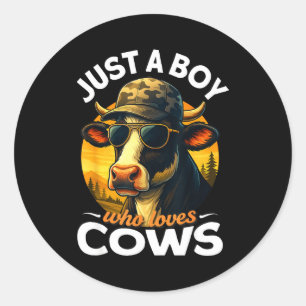 Adesivo Apenas um menino que ama vacas crianças fazendeira