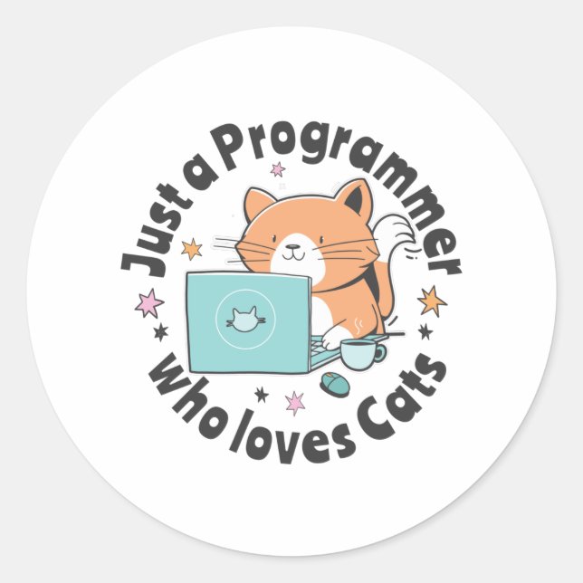 Adesivo Apenas um programador que ama gatos (Frente)