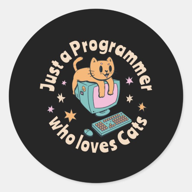 Adesivo Apenas um programador que ama gatos (Frente)