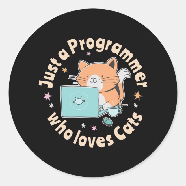 Adesivo Apenas um programador que ama gatos (Frente)