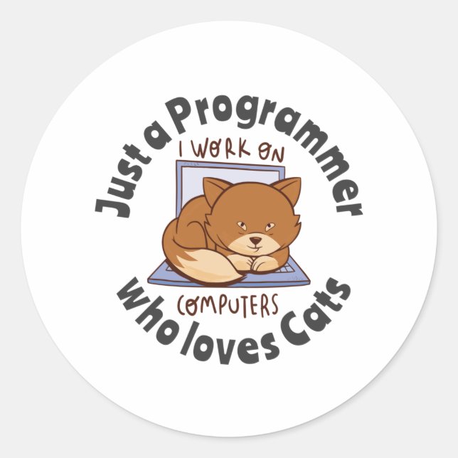 Adesivo Apenas um programador que ama gatos (Frente)