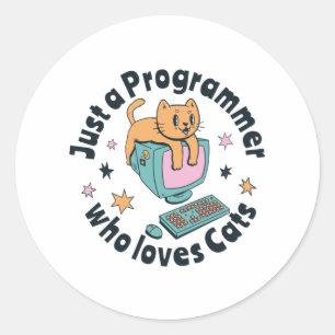 Adesivo Apenas um programador que ama gatos