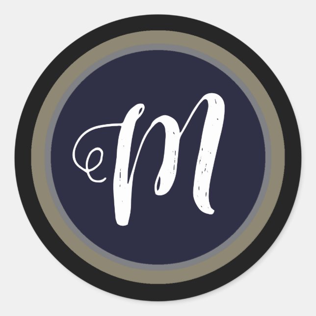 Adesivo apenas um simples círculo monograma (Frente)