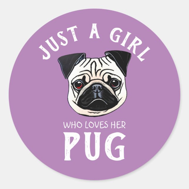 Adesivo Apenas uma garota que a ama Pug (Frente)