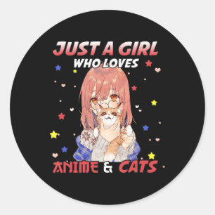 Adesivo Apenas uma garota que ama anime e gata Kawaii, pre