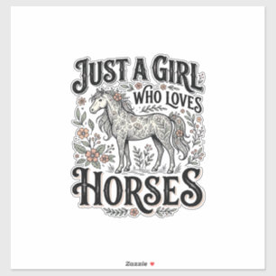 Adesivo Apenas uma garota que ama cavalos design floral vi
