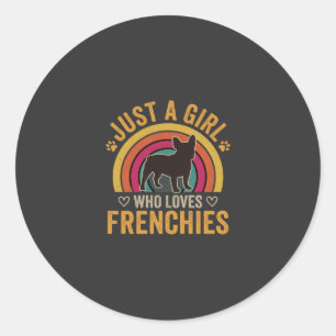 Adesivo Apenas Uma Garota Que Ama Frenchies Retro Cachorro