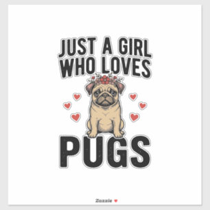 Adesivo Apenas Uma Garota Que Ama Pugs Camisa Vintage de C