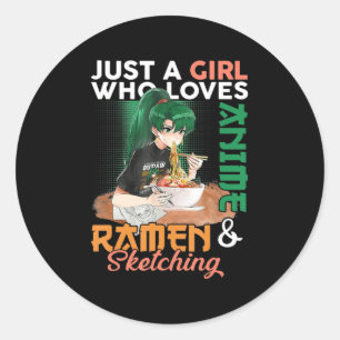 Adesivo Apenas Uma Menina Que Ama Anime Ramen E Desenhando