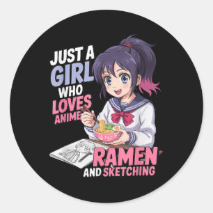 Adesivo Apenas Uma Menina Que Ama Anime Ramen E Desenho