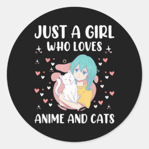 Adesivo Apenas Uma Menina Que Ama Animes E Gata Crianças B