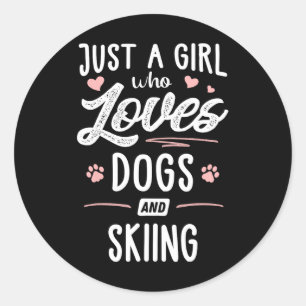 Adesivo Apenas Uma Menina Que Ama Cachorros E Esquiar Dog