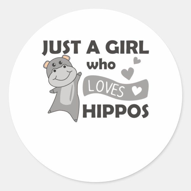 Adesivo Apenas Uma Menina Que Ama Hippos Cute Hippo (Frente)