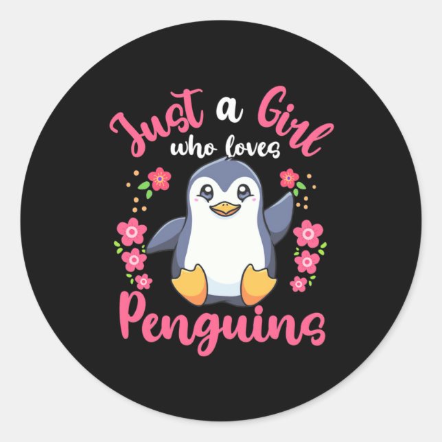 Adesivo Apenas Uma Menina Que Ama Pinguins (Frente)