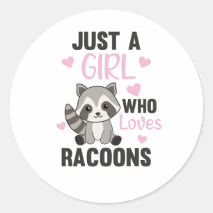 Adesivo Apenas Uma Menina Que Ama Racoons Kawaii Raccoon