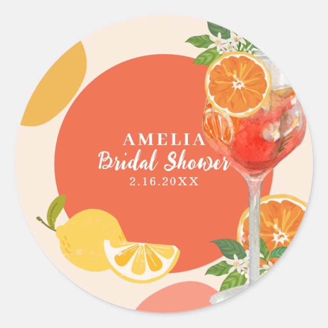 Adesivo Aperol spritz Love no primeiro Chá de panela (Frente)