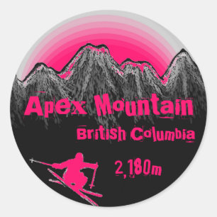 Adesivo Apex Mountain British Columbia — vinhetas rosa de 