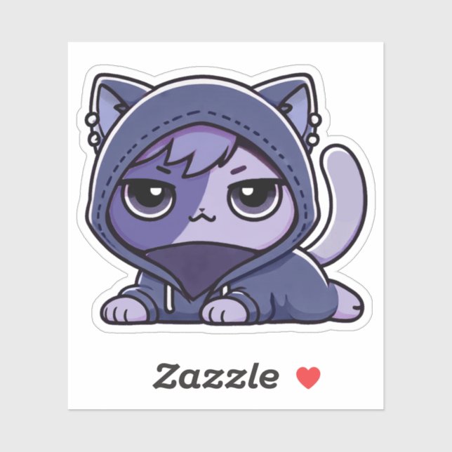 Adesivo Aphmau, Zane, Meemeows, Gato Fofo, Gótico, Sticker (Folha)