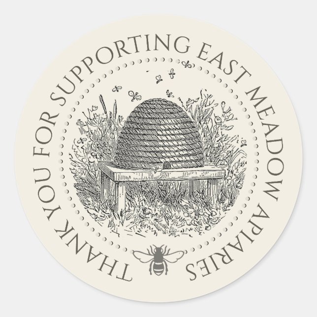 Adesivo Apiário Personalizado Obrigado Rotular Pista com A (Frente)