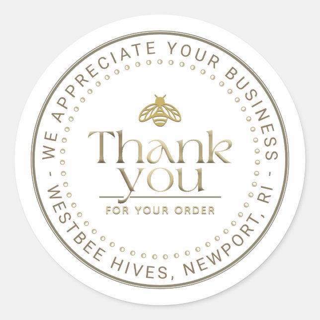 ADESIVO APIARY 3D DOURADO HONEY BEER LOGO BUSINESS OBRIGAD (Frente)