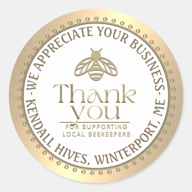 ADESIVO APIARY 3D DOURADO HONEY BEER LOGO BUSINESS OBRIGAD (Frente)