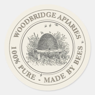 Adesivo Apicultor Vintage Skep Produto Mel Rótulo de Marfi