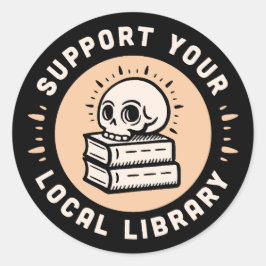 Adesivo Apoiar a biblioteca local de livros acadêmicos esc