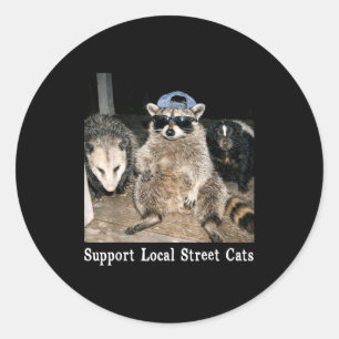 Adesivo Apoie gatos de rua engraçados guaxinim gambá