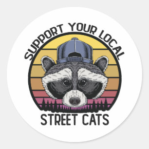 Adesivo Apoie Seus Gatos de Rua Engraçados Guaxinim Lixo