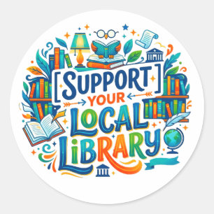Adesivo Apoie Sua Biblioteca Local Arte Gráfica em Lote