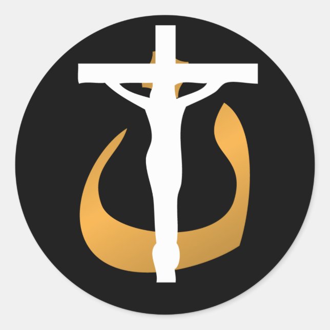 Adesivo Apoiem os cristãos! Crucifix - Símbolo "Nuun" (Frente)