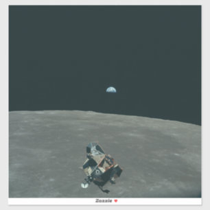 Adesivo Apollo Lunar Lander e Earthrise sobre Lua