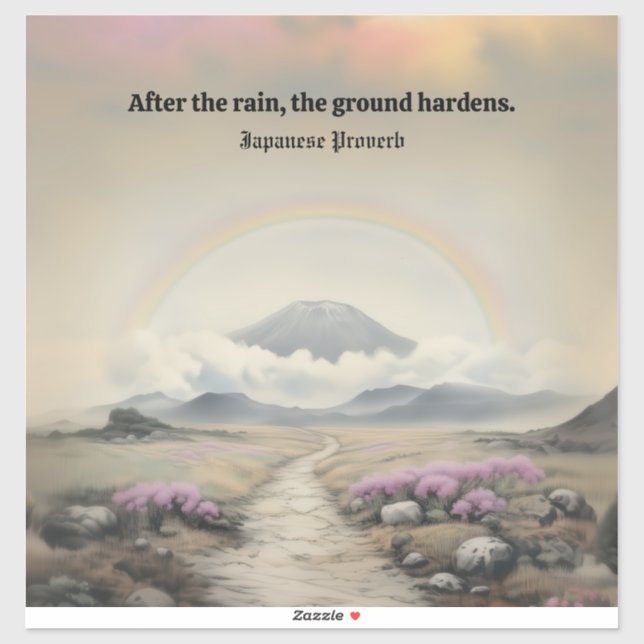 Adesivo Após a chuva (Arte de Paisagem Japonesa com Aquare (Folha)