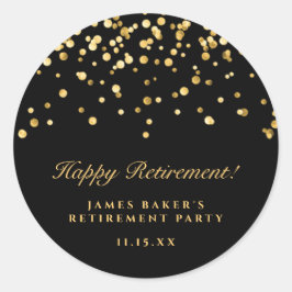 Adesivo Aposentação Feliz de Confetti Preto e Dourado Eleg