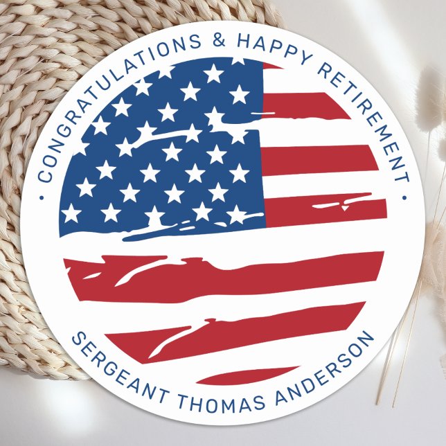 Adesivo Aposentação Militar Patriótica Americana (Criador carregado)