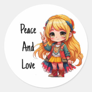 Adesivo Aposta de paz e amor - Arte de Chibi