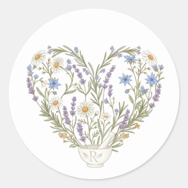 Adesivo Apothecary Heart Herbal Bouquet (Frente)