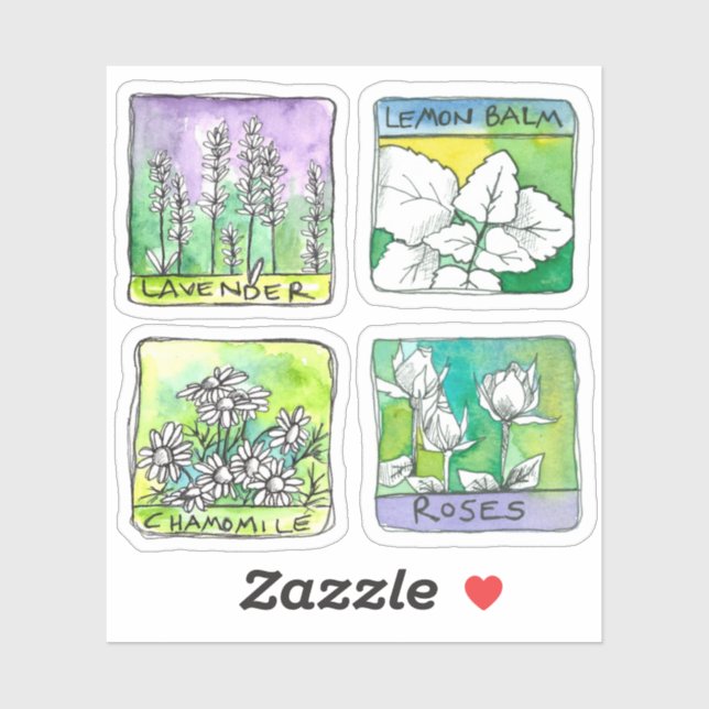 Adesivo Apothecary Herbal Tea Jar Labels Chamomile Rosa (Folha)