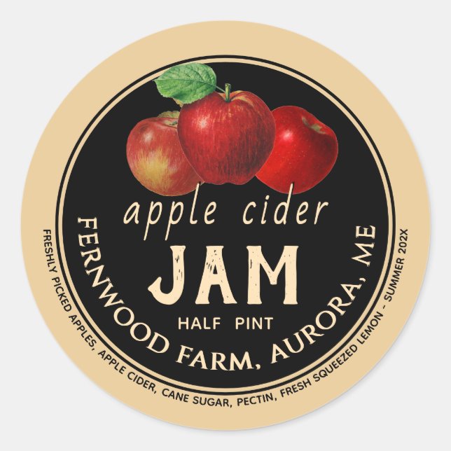 Adesivo Apple Cider Jam Molly Label Kraft Homemade (Frente)