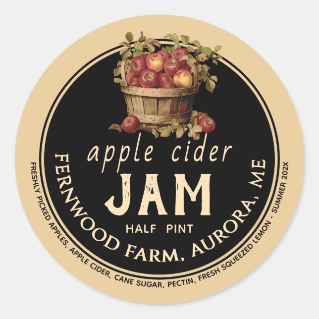 Adesivo Apple Cider Jam Molly Label Kraft Homemade (Frente)