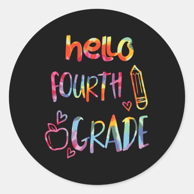 Adesivo Apple Hello 4º ano 1º dia da escola T (Frente)