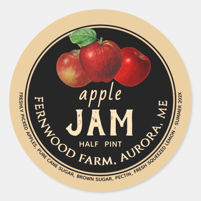 Adesivo Apple Jam Sauce Jelly Label Kraft Homemade (Frente)