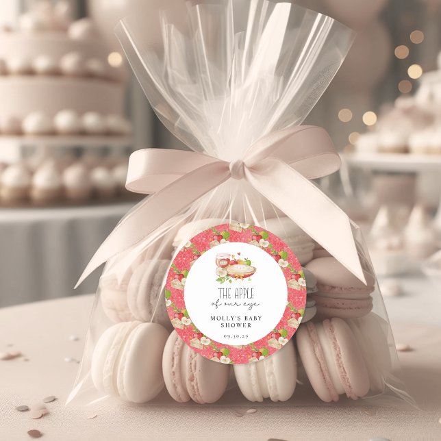 Adesivo Apple of Our Eye Chá de fraldas Paper (Apple of Our Eye Baby Shower Classic Round Sticker)