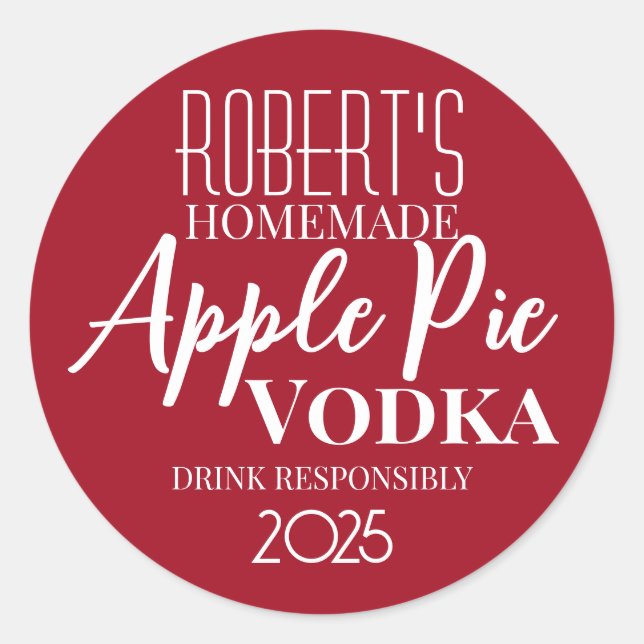 Adesivo Apple Pie Vodka Personalizada (Frente)