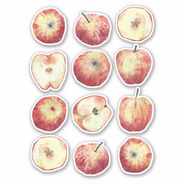 Adesivo Apple Watercolor Fruta (Frente)