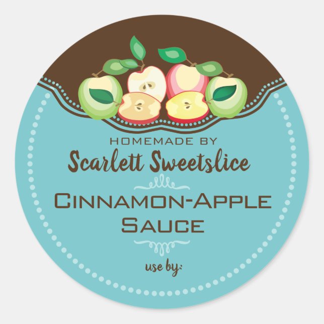 Adesivo Apples applesauce pie filling fruit canning labels (Frente)