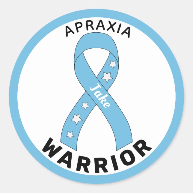 Adesivo Apraxia Warrior Ribbon White Round Sticker (Frente)
