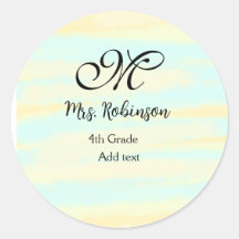 apreciação do professor de aquarela azul simples