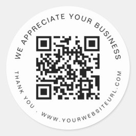 Adesivo Aprecie seu código de QR comercial Obrigado Nome